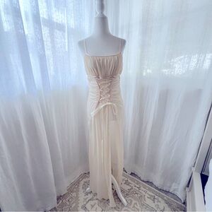 Rhonda Shear Corset Waist Ivory Silk Lingerie Nighty Size Small